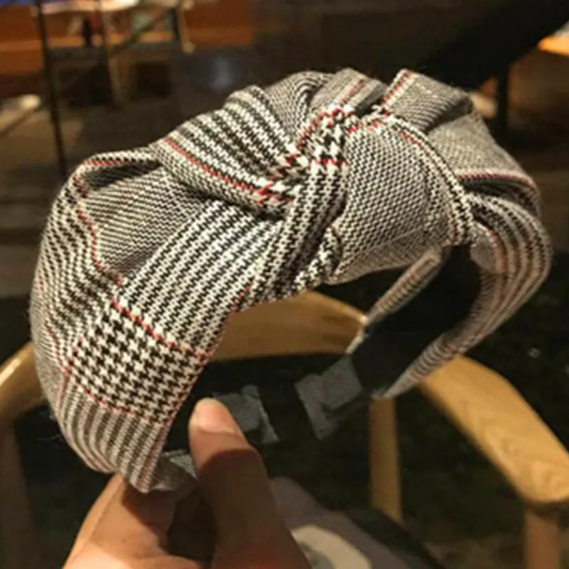 

Classic Plaids Knot Hairband Women Autumn/Sprint Headdress Wide Head Band Adults Teen Girls Hair Accessories Bow Knot Headband