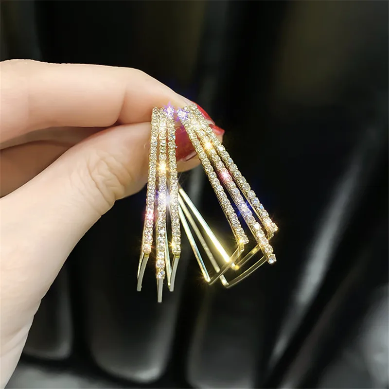 

FYUAN Fashion Jewelry Multilayer Geometric Hoop Earrings for Women Shiny Gold Silver Color Square Rhinestone Earrings Party Gift