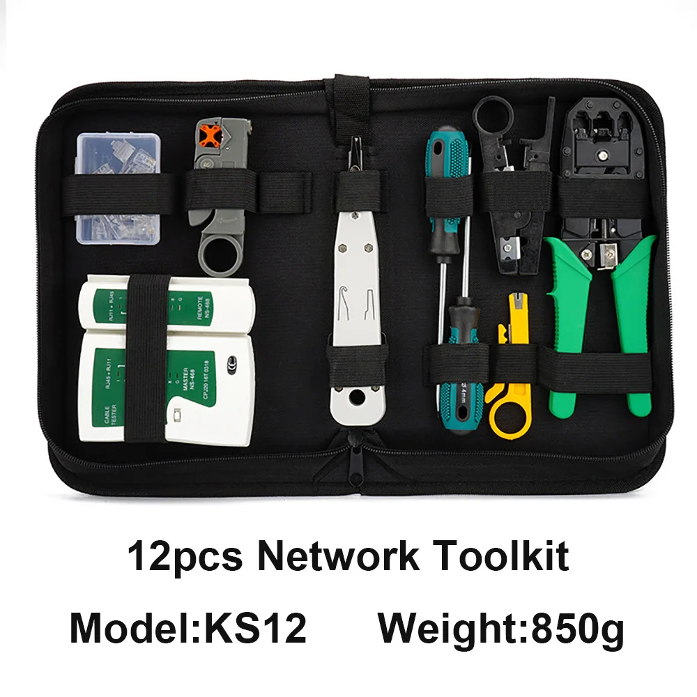 Netzwerk-Werkzeugset LAN Ethernet-Kabel RJ45 Crimpzange Tragbares LAN-Reparatur-Set Kabeltester und Crimpzange – Detail 3