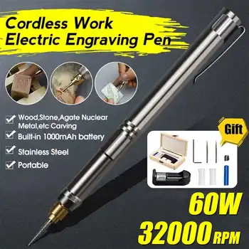 

Mini Cordless Electric Carving Pen 3.7 V Rechargeable Engraving Tool DIY Engraver Grinder Polishing Tools Set with Wooden Box