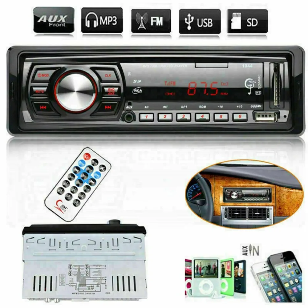 Автомагнитола Автомобильный MP3-плеер Hands-Free автомобильный fm-радио Mp3 с Usb/Aux интерфейсом Автомобильный MP3-плеер автозапчасти
