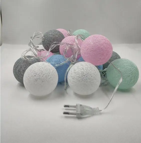 macaron 3 м 20LED/6 м 40LED ватным тампоном, гирлянда светильник Свадебная вечеринка Рождество дома наружной отделки лампочка для гирлянд струны штепсельная вилка европейского стандарта - Испускаемый цвет: macaron