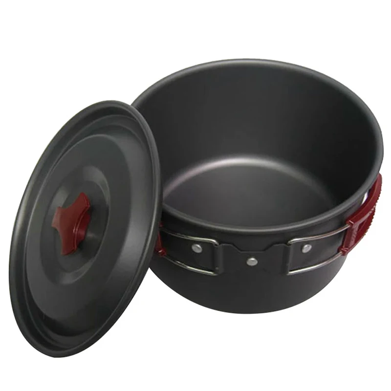 3L Aluminum Alloy Folding Handle Outdoor Camping Pot Cooking Camping Cookware Hiking Picnic Tableware Equip Portable Single Pan