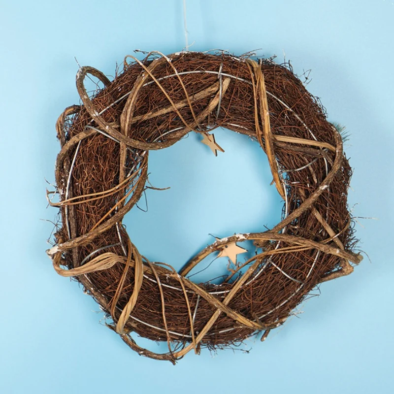 

Spring Wedding Wreath Natural Rattan Wreath with Ball Star Christmas Wreath Crafts Xmas Home Decor Happy Christmas Decoration