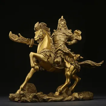 

Chinese Feng Shui Guan Gong Statue brass Ornament Desktop Beautiful Crafts Home Decoration Attract Wealth & Good Luck Gifts