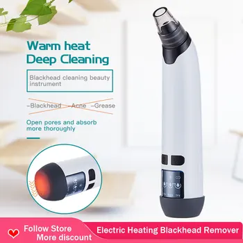 

Electric Heating Blackhead Remover Pore Vacuum Face Cleaner Suction Head Instrument Acne Comedone Extractor Beauty Black Spots