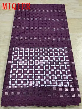

MIQIER High Quality African nigerian tulle Lace Fabric Swiss Cotton With Beads Stone cotton fabric Embroidery Tulle guipure