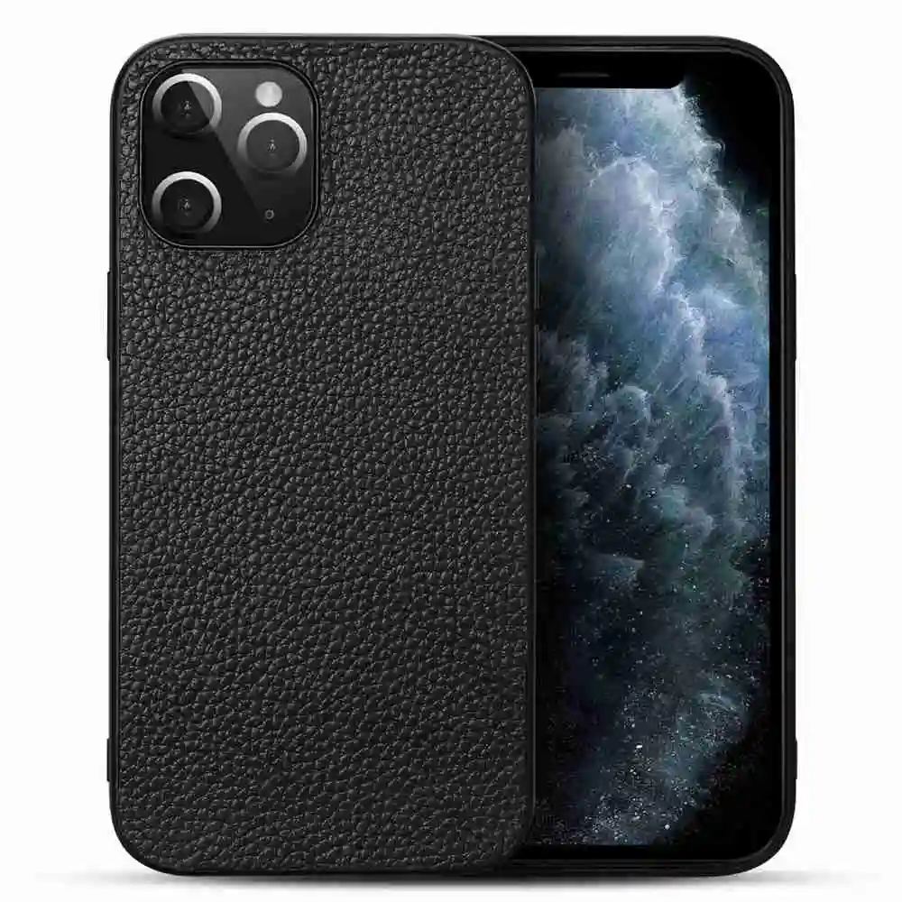 Genuine Leather Lychee Grain Phone Case For iPhone 12 Pro Max  1