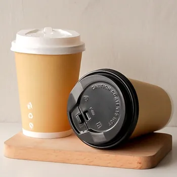 

50pcs Pure color disposable coffee cup party BBQ birthday favor cold and hot drink thick paper cup milk tea cup with lid