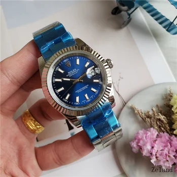 

rolex- Fashion Brand Automatic Mechanical Watches Men's Waterproof Skeleton Wrist Watch With women men Leather strap 19220