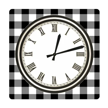 

Minimalist Black and White Check Pattern Kitchen Decor Square Wall Clock Country Style Modern Design Minimalism Lover Wall Watch