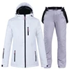 Chaquetas de esquí + Pantalones de tirantes para mujer, ropa de nieve de color blanco puro, conjunto de traje de Snowboard impermeable a prueba de viento, traje de invierno-30 cálido ► Foto 3/6