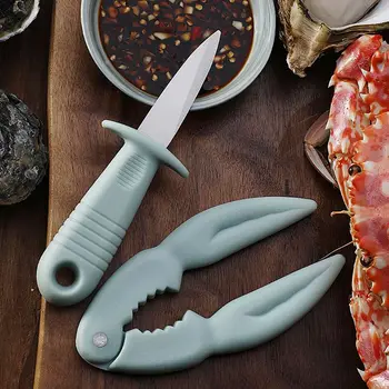 

2pcs/set Oyster Knife Sharp-edged Lobster Crab Calmp Pliers Shell Seafood Opener Tool Kit Multifunction Kitchen Utility Tools