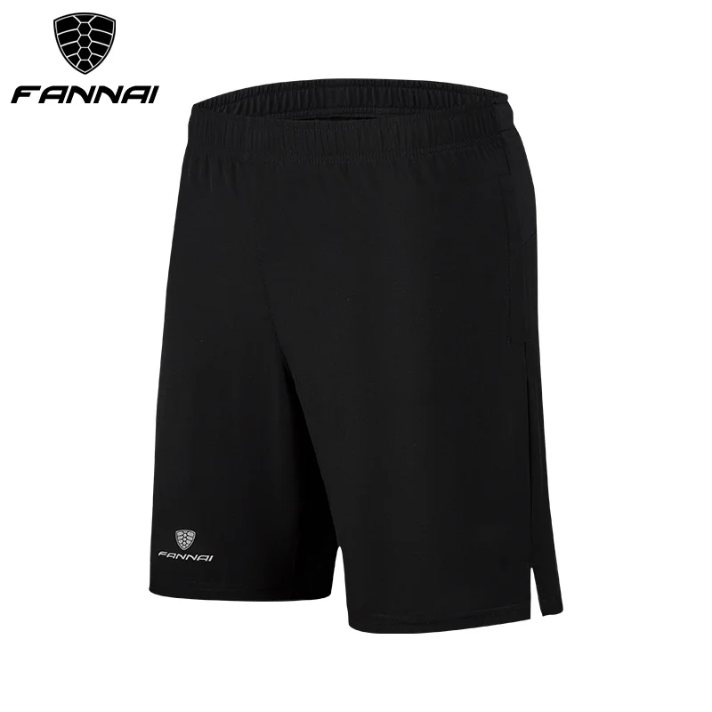 FANNAI Gym Sport Men Shorts Black Reflective Back Side Zipper Pockets Running Shorts Dry Fit Quick Dry ropa deportiva hombre