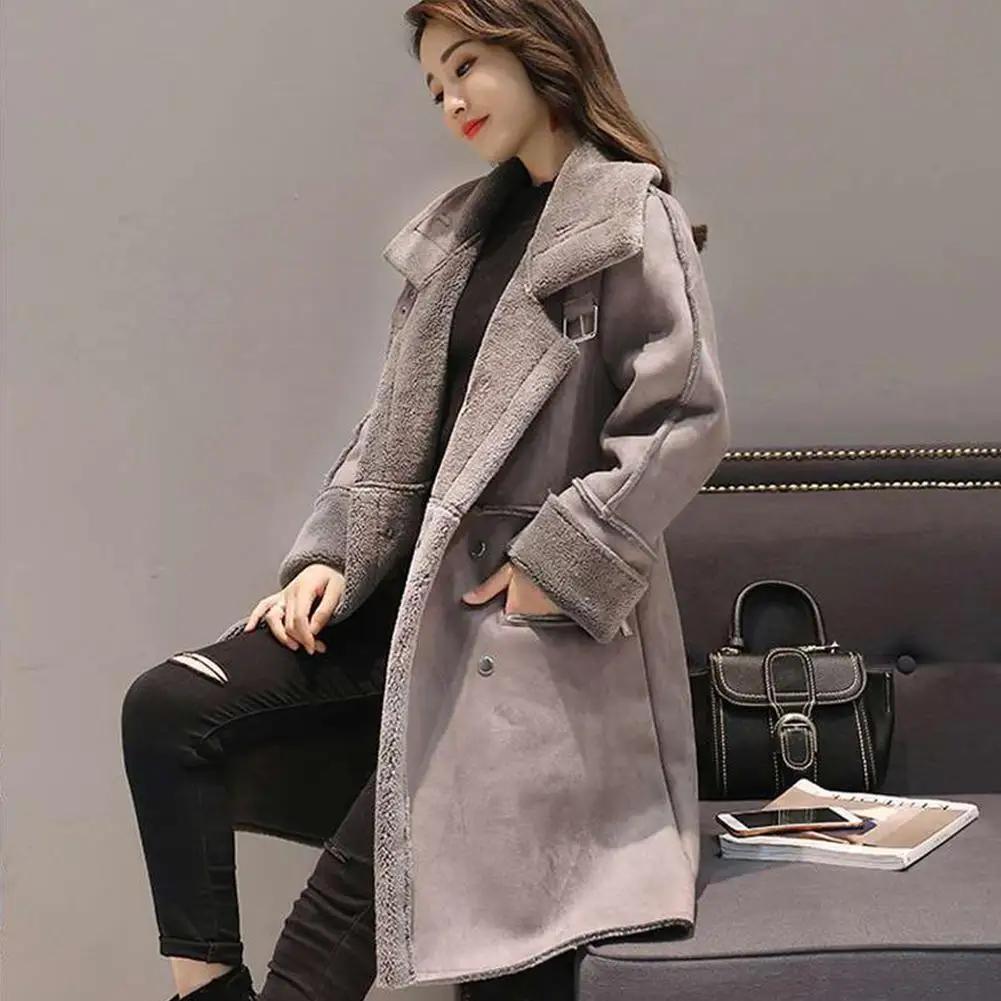 Yfashion Женское зимнее свободное плотное средней длины замшевое Стеганое пальто