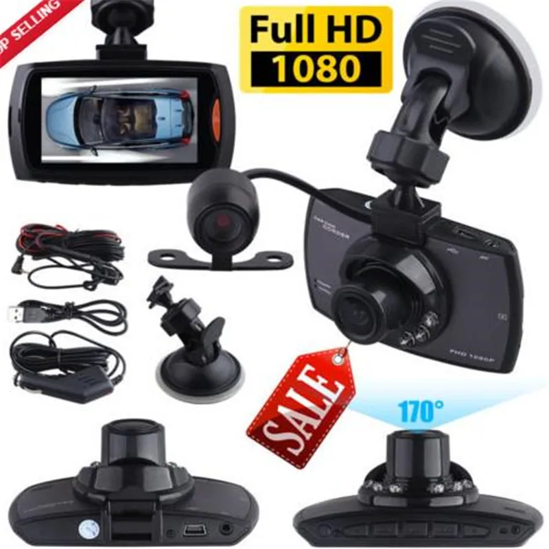 

POPSPARK Car DVR 2.7in LCD Screen HD 1080P Dash Cams + Rear Camera Cycle Recording Night Vision 170 Wide Angle Driving Recorder