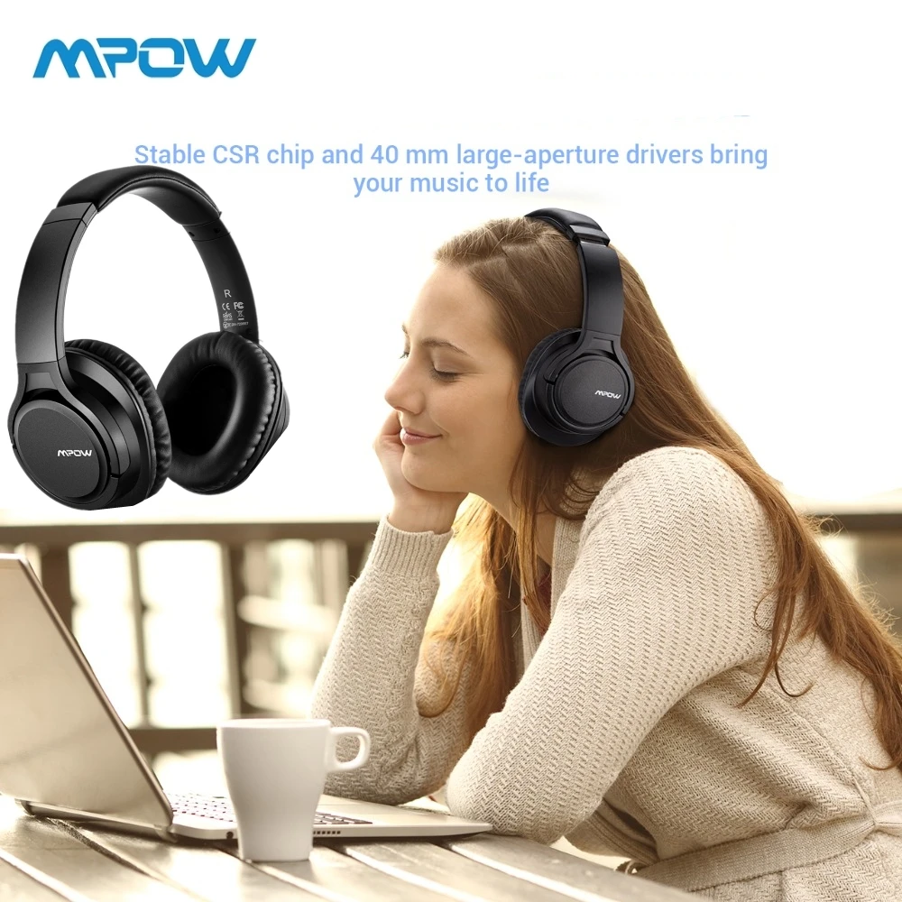 Mpow Новые Bluetooth Наушники Hi Fi стерео с шумоподавлением H7 Большие размеры Накладные