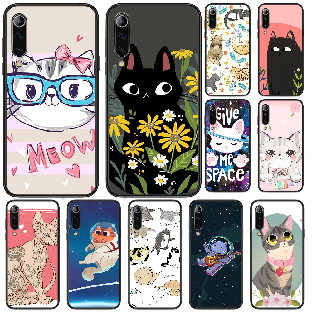cute cat colourful artistic Phone case For Xiaomi Mi 6 8 A1 Note3 A2 9 CC9 9T A3 MIX 2 2S 3 Lite SE Pro black waterproof | Мобильные