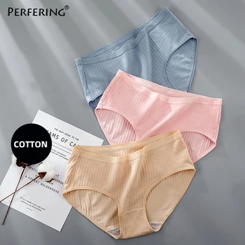 

Perfering Women Panties 100% Cotton Underwear Breathable Seamless High Waist Briefs Lingerie Intimates Plus Size Female Briefs