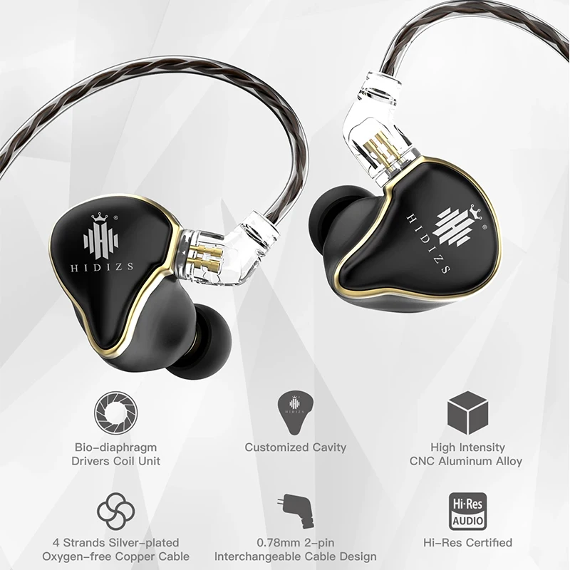 US $69.50 Hidizs Mermaid MS1 HiFi Headset Audio Patented Dynamic Diaphragm InEar Earbuds Monitor Earphone IEM Detachable Cable 2Pin