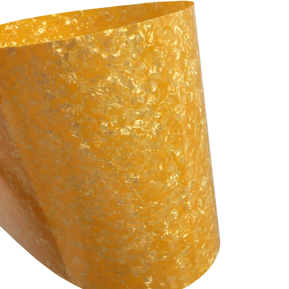 

320mm x 1300mm Yellow Pearl 0.46mm 0.71mm Celluloid Sheet DIY Musical Instrument Deco for Drum Accordion Guitar