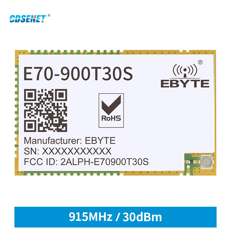 CC1310 868MHz 915MHz ModBus High-speed Continuous Transmission E70-900T30S 30dBm RF Wireless Transceiver Module IPEX/stamp hole lora module ebyte e22 series smd dip 433mhz 915mhz 868mhz 22dbm 30dbm ipex stamp hole sma k wireless module