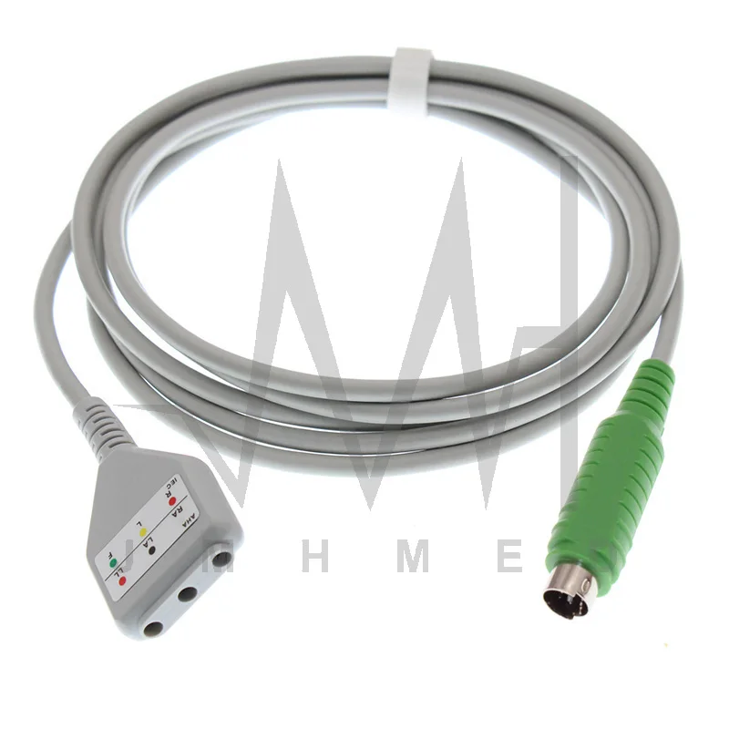 

3 Leads ECG EKG Trunk Cable for MEK M160246 M360697 MP800 7Pin Monitor,AHA or IEC Intermediate Adapter,Din Style Leadwire.