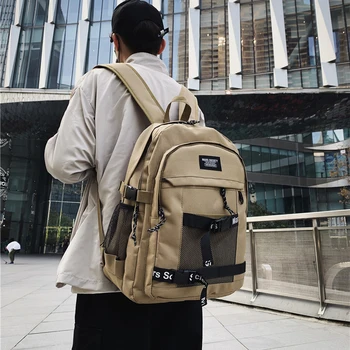 

Brand Original Design Solid Color Simple Joker Student Bulk Backpack Oxford Cloth Tooling Wind Backpack