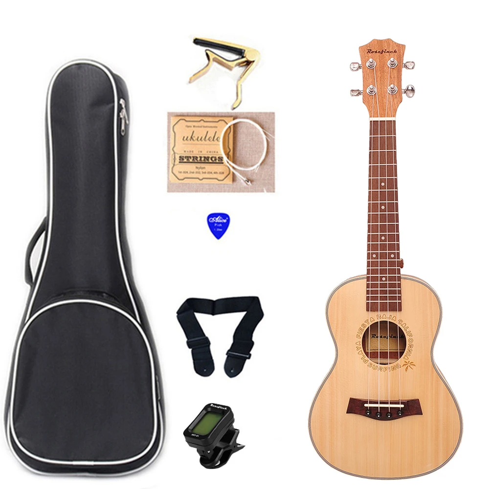 23 дюймов Гавайские гитары укулеле панель ель красное дерево с сумкой тюнер 4 струны профессиональные Гавайские гитары укулеле для укулеле conero UK2342C