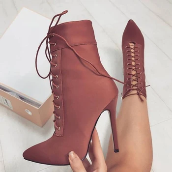 

SARAIRIS Brand New Plus Size 47 Party Prom Spring Summer Boots Shoes Woman Pointed Toe Sexy Thin High Heels Shoes Women Boots