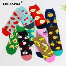 Продукт, Осень-зима, модные теплые коралловые женские носки, милые Мультяшные носки-тапочки с фруктами, авокадо, яйцами, арбузом