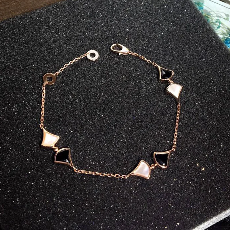 Брендовые ювелирные изделия из чистого 925 пробы серебра для женщин, браслет из жемчуга, свадебные украшения, черный, белый, зеленый, 6 вентиляторов