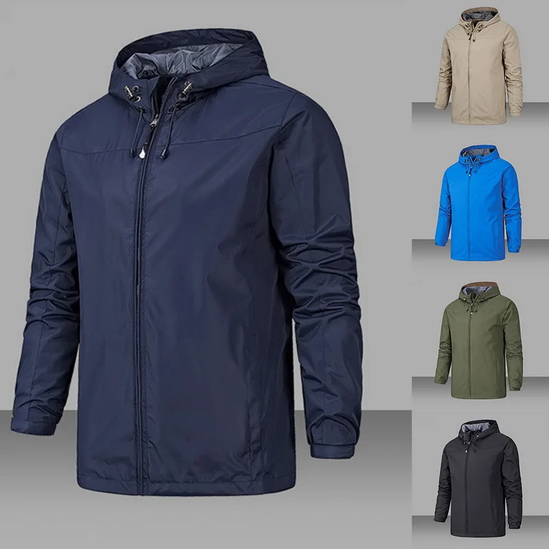 

Puimentiua Men Hoodies Jacket 2019 Spring Autumn Quick Dry Sports Camping Waterproof Windbreaker Double-Layer Male Clothes Coat