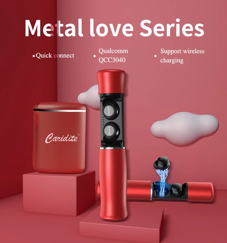 Caridite металлическая Серия Love TWS Bluetooth наушники Стереонаушники Беспроводные