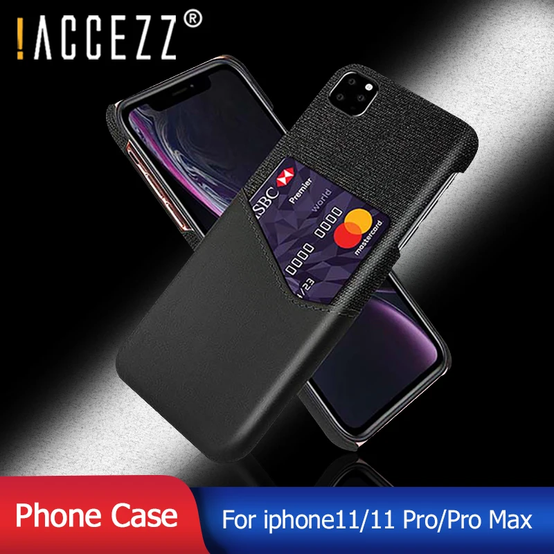 ! Тканевый кожаный чехол ACCEZZ для телефона с отделением карт iPhone 11 Pro Max деловой