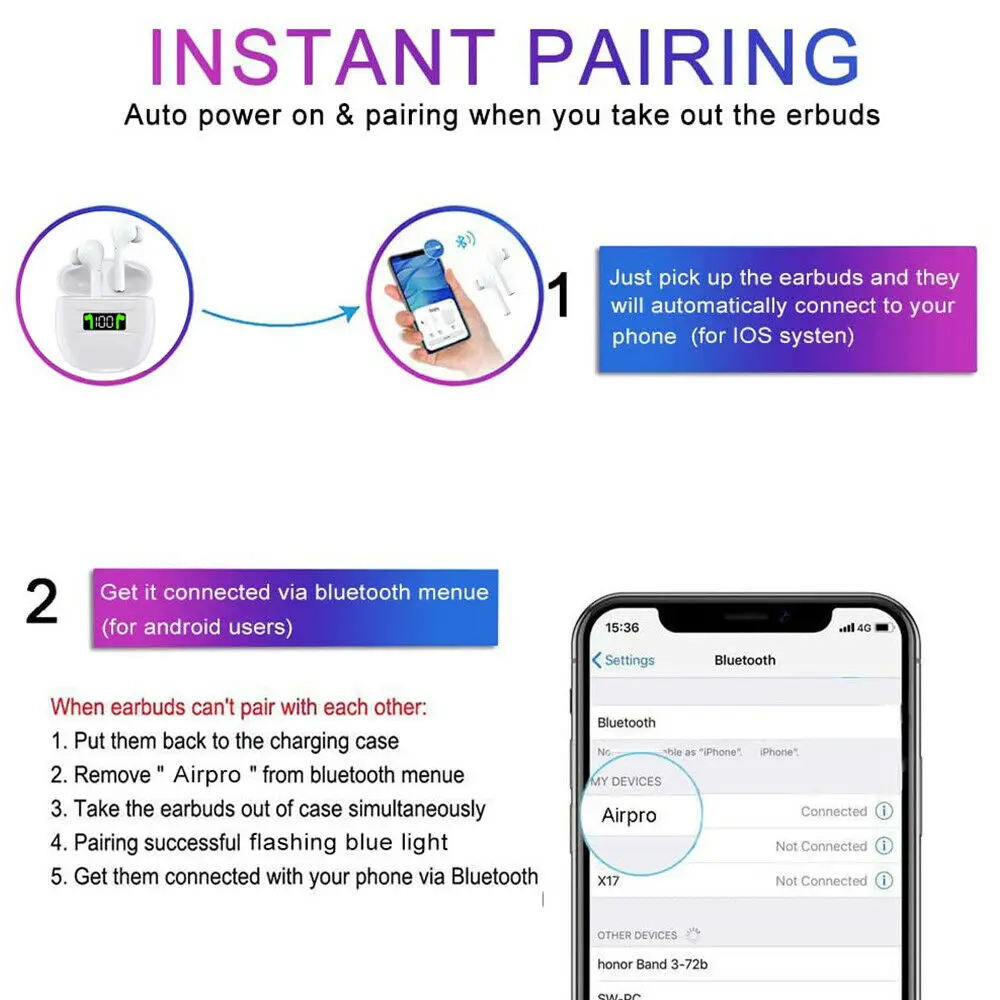 2020 New Bluetooth 5 0 Earphone J3 Pro Charging Box Wireless Headphone Touch Control Earbuds Headset TWS for Android IOS Phone
