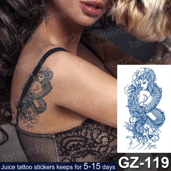 

juice temporary tatoo sexy tatoo for women Japanese geisha winding dragon tatouage temporaire femme arm neck leg tattoos face
