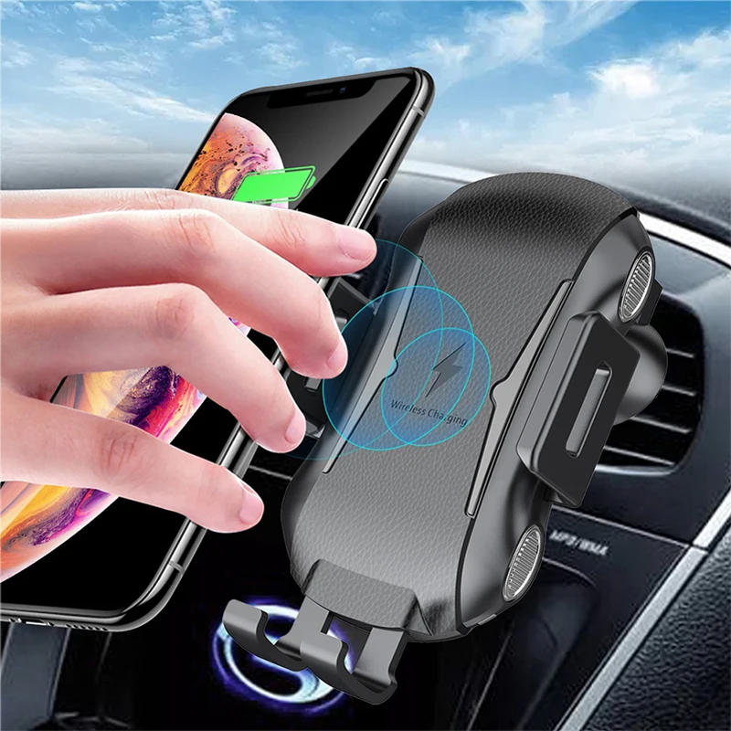 

10W Wireless Car Charger Automatic Clamping Fast Charging Phone Holder Mount 2 In 1 Dashboard Air Vent holder
