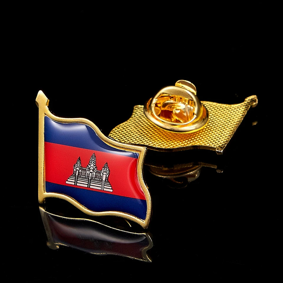 

The Kingdom of Cambodia Asian Country National Safety Pin Flag Lapel Badge W/ Butterfly Clip Pin 1.9cm*2.1cm