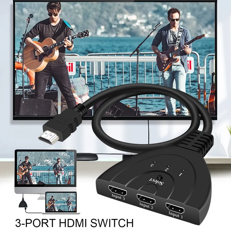 HDMI сплиттер 3 порта мини-коммутатор сплиттер Поддержка Ultra HD 1080P для dvd-плеера HDTV Xbox 3 в 1 выход порт концентратор HDMI переключатель