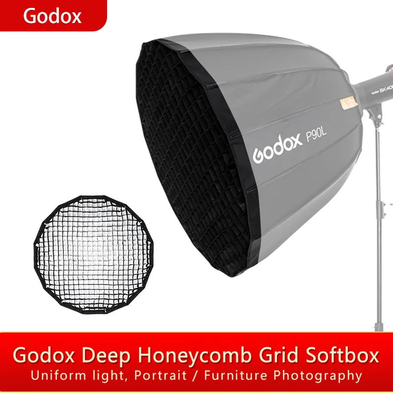 Godox Портативный P90L P90H 90 см 16 стержень глубокий параболический соты Softbox Сетки