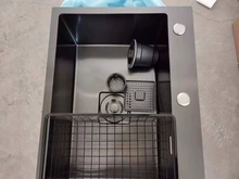 Negro fregadero individual de cocina vegetal lavabo fregadero de cocina de acero inoxidable negro pia negro fregadero negro escurridor