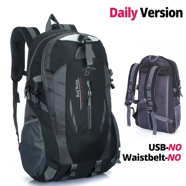 Quality Nylon Waterproof Travel Backpacks Men Climbing Travel Bags Hiking Backpack Outdoor Sport School Bag Men Backpack Women Black Daily Version