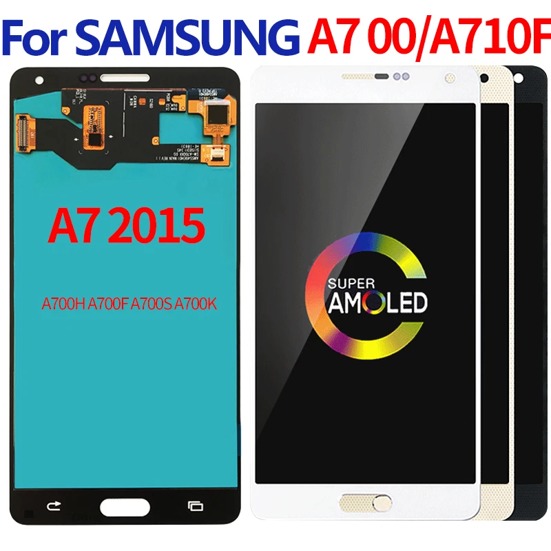 Original Super AMOLED For Samsung Galaxy A7 2015 A700 A700H A700F LCD Display Touch Screen Digitizer with Sensor Replacement | Мобильные