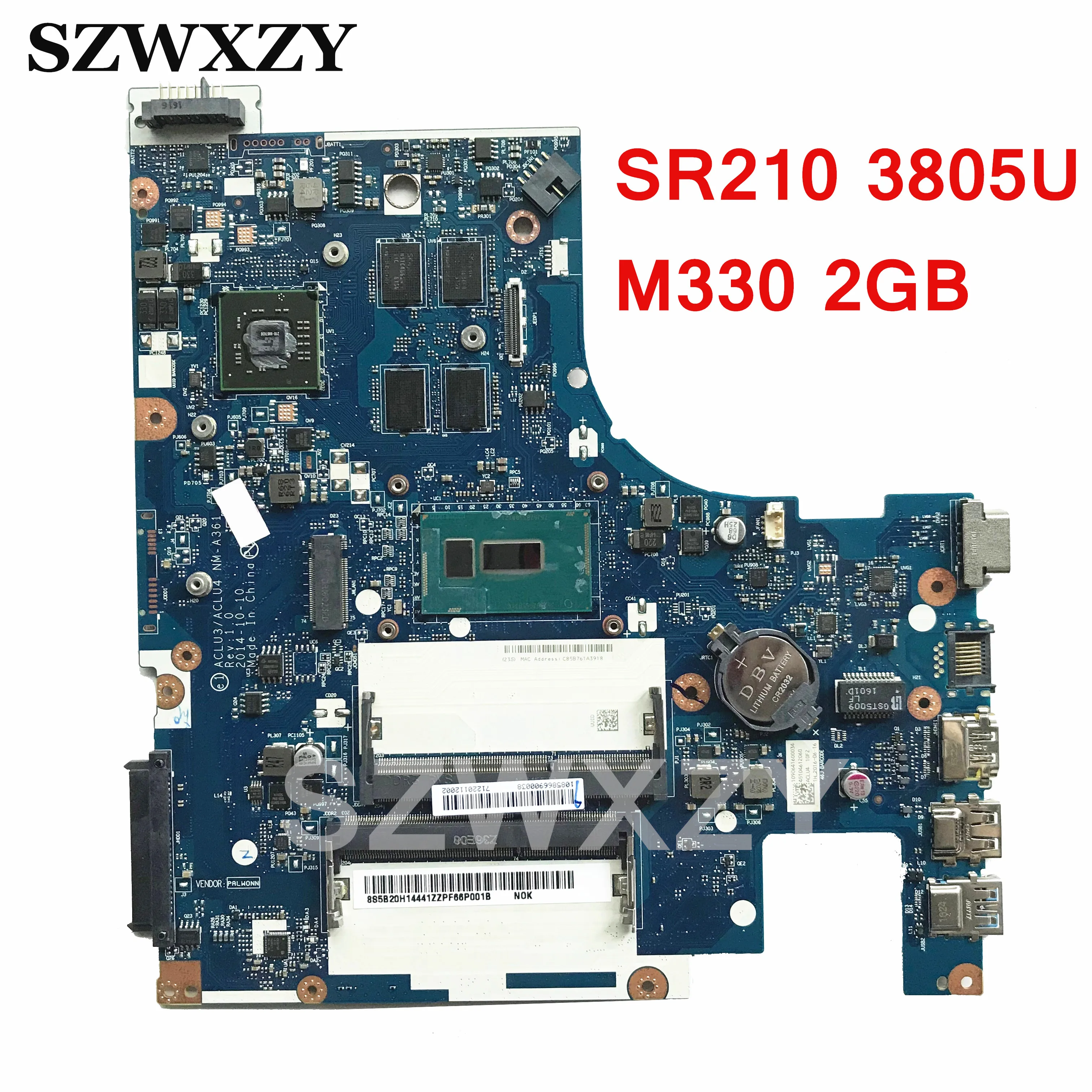Материнская плата для ноутбука Lenovo G50-80 ACLU3/ACLU4 NM-A361 SR210 3805U DDR3L M330 2 Гб FRU:5B20H14441 |