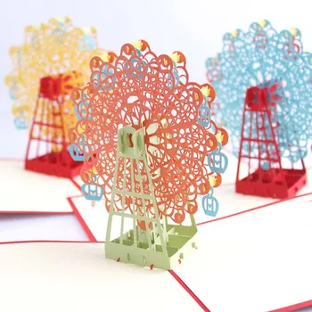 

Product's off 3D love Ferris wheel handmade paper card new year Valentine's Day Gift Birthday blessing greeting card