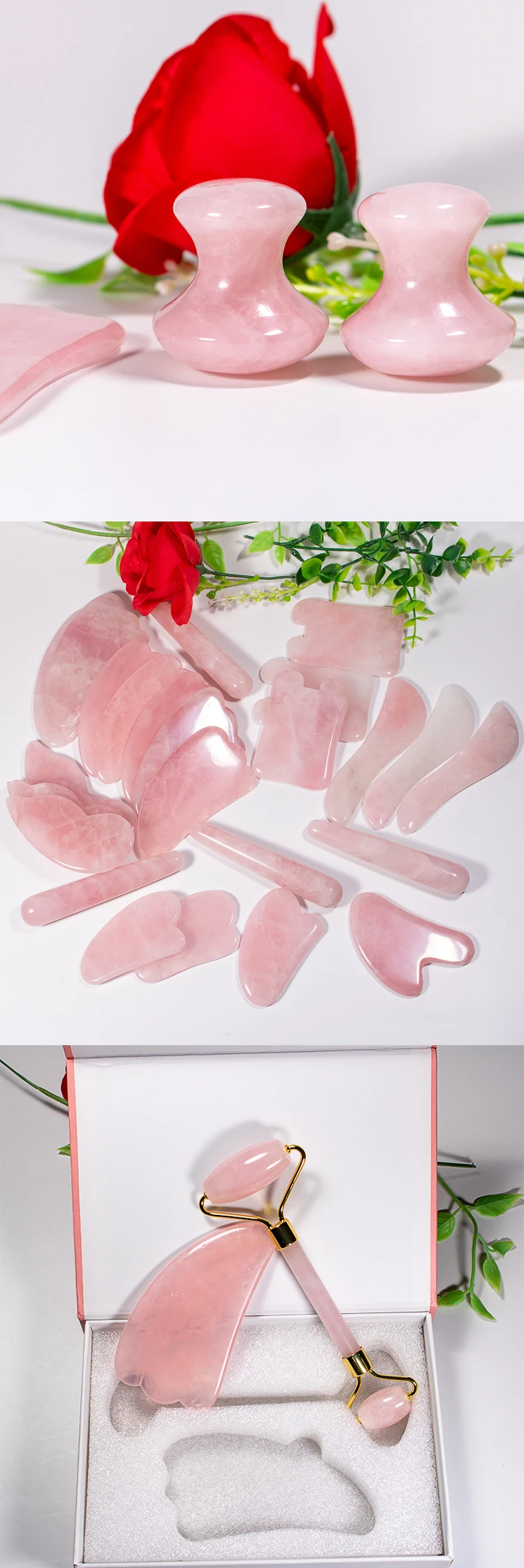 1Pc Portable Balls Rose Quartz Facial Massage Roller Globes Jade Device Tool Face Facial Massage Roller