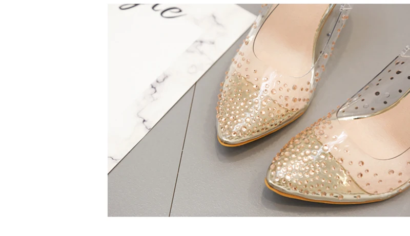 ELVIRAS, новые женские туфли-лодочки весенне-осенние модные пикантные туфли из прозрачного ПВХ на высоком каблуке с заклепками под вечернее платье банкет, Размеры 35-42