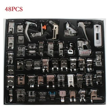 

48Pcs Presser Feet Kit Sliver Metal Presser Foot Feet With Box Storage For Brother Singer Domestic Sewing Machine Foot Tools
