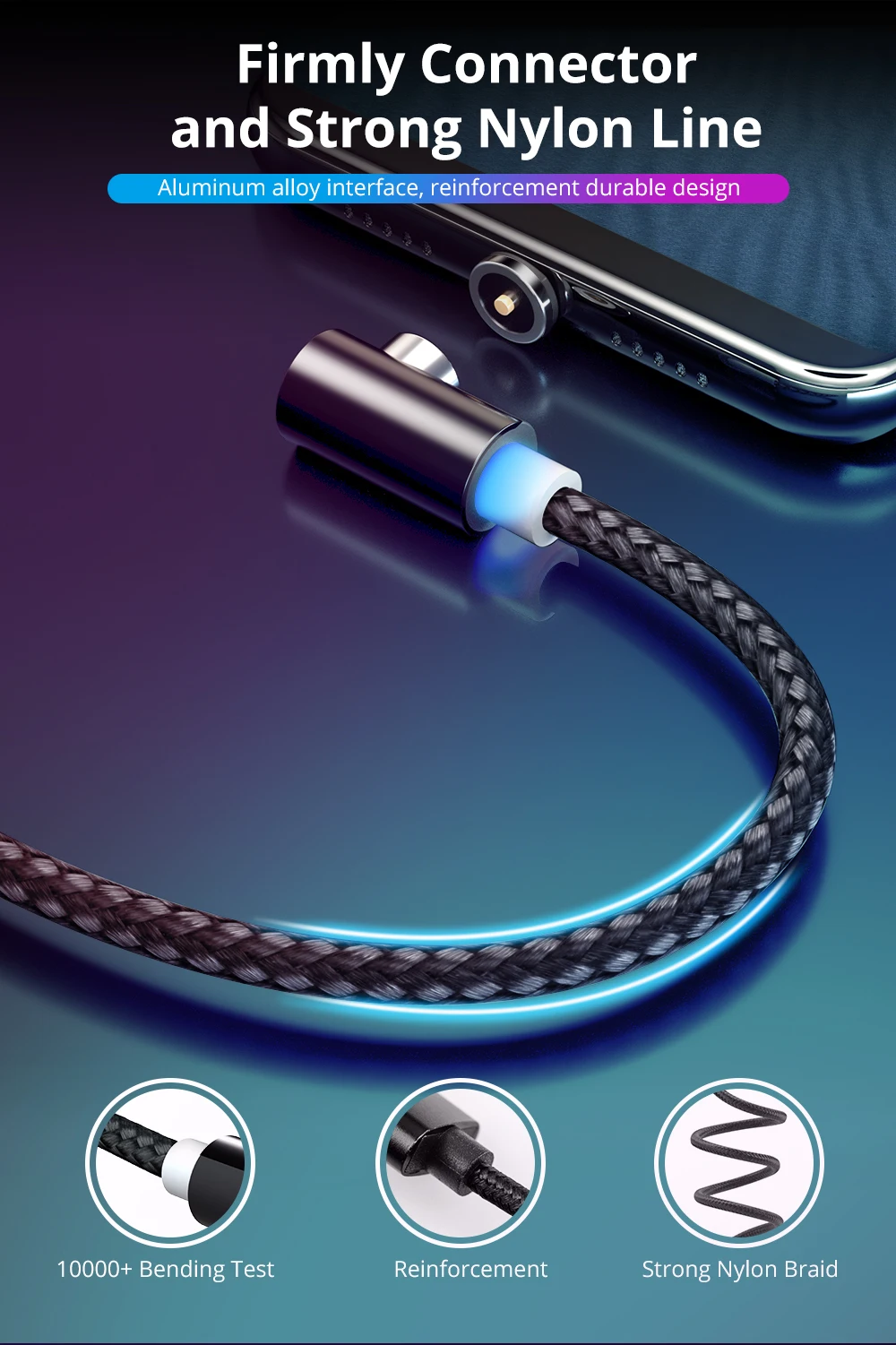 GUUGEI Магнитный кабель Micro usb type C адаптер зарядное устройство 90 градусов быстрая зарядка игровая зарядка провод для iPhone XS Max xiaomi note8